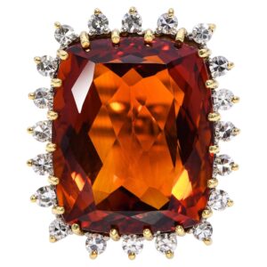 Cocktailring Gold Citrin Diamanten facettierter Edelsteinring