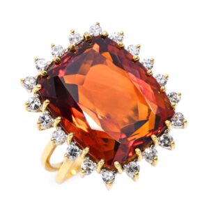 Cocktailring Gold Citrin Diamanten facettierter Edelsteinring