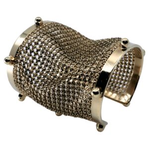 Armreif Manschette Metall Mesh Struktur Nieten Design