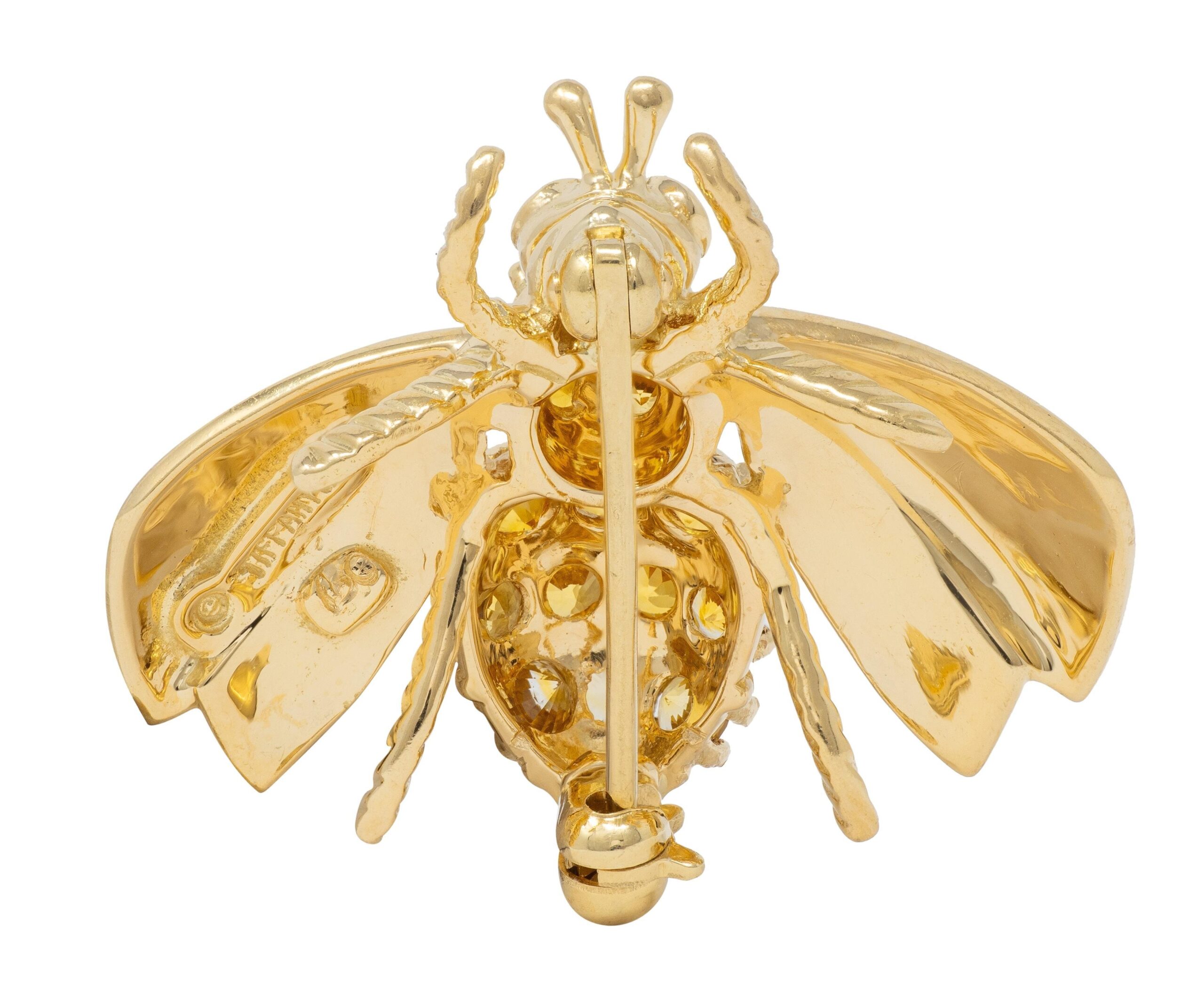 Brosche Biene Gold Edelsteine Diamant Rubin Saphir Vintage