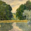 Impressionist Landschaftsgemälde Fluss mit Bäumen 20 Jh.