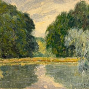 Impressionist Landschaftsgemälde Fluss mit Bäumen 20 Jh.