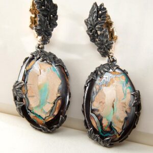 Ohrringe Hänger Opal Silber Gold handgefertigtes Design